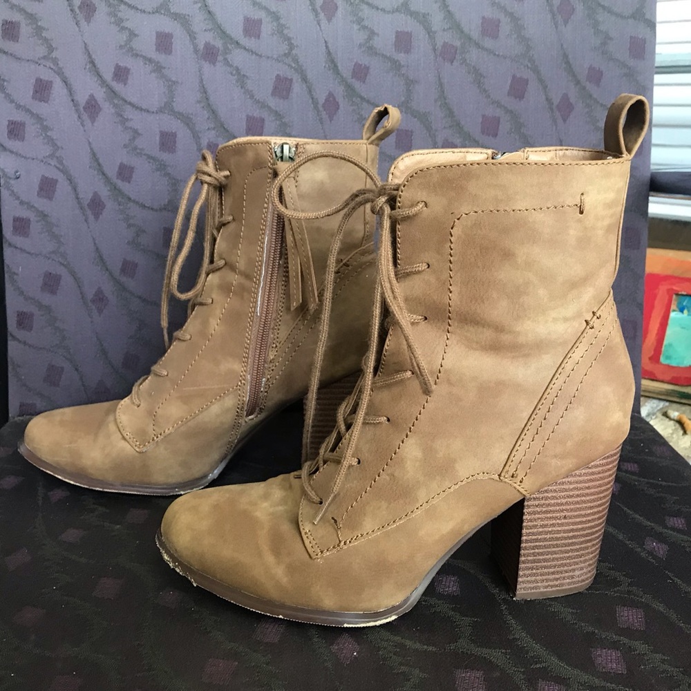 Faux Suede Lace Up Bootie Size 9